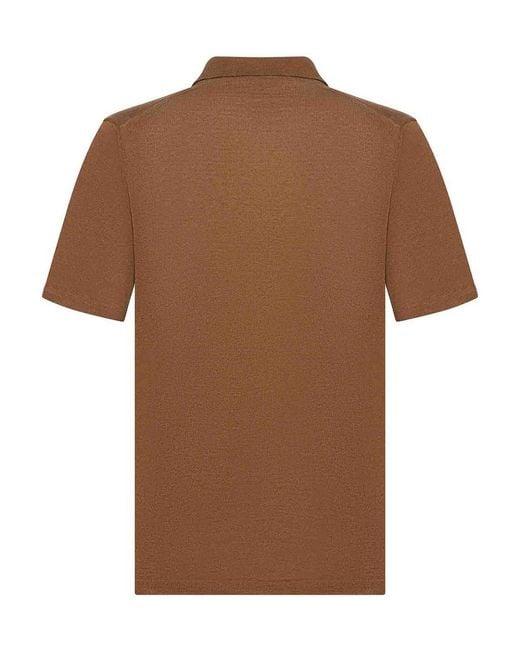 Franzese Collection Brown Linen And Cotton Knit Polo Shirt for men