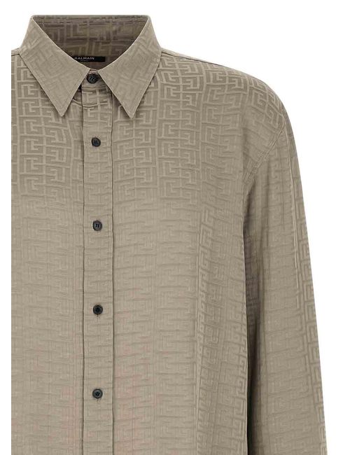 Balmain Natural Jacquard Monogram Shirt for men