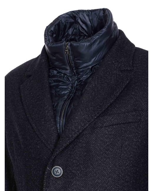 Herno Blue Single Breasted Coat for men