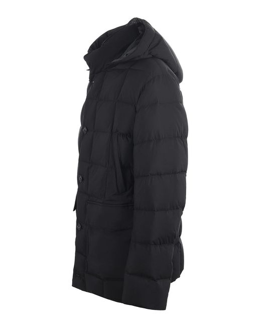 Fay Black Quilted Nylon Down Jacket for men