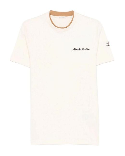 Moncler White Ivory Cotton T-Shirt for men
