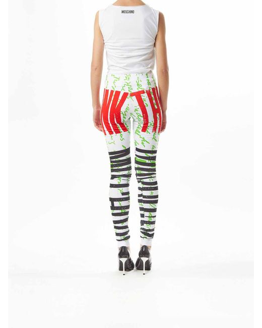 Moschino White Th!Nk Leggings