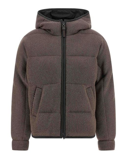 Brunello Cucinelli Gray Lame Wool Down Jacket