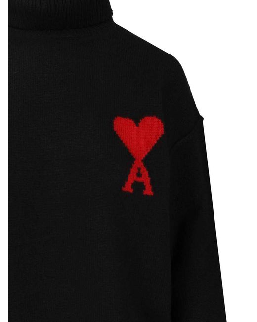 AMI Black Ami De Coeur Turtleneck Sweater