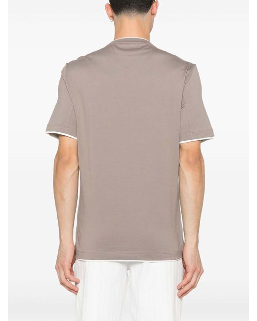 Brunello Cucinelli Brown T-Shirt With Layered Design for men