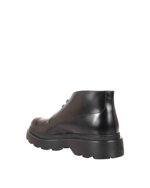 Tod's Black Leather Lace-Up for men