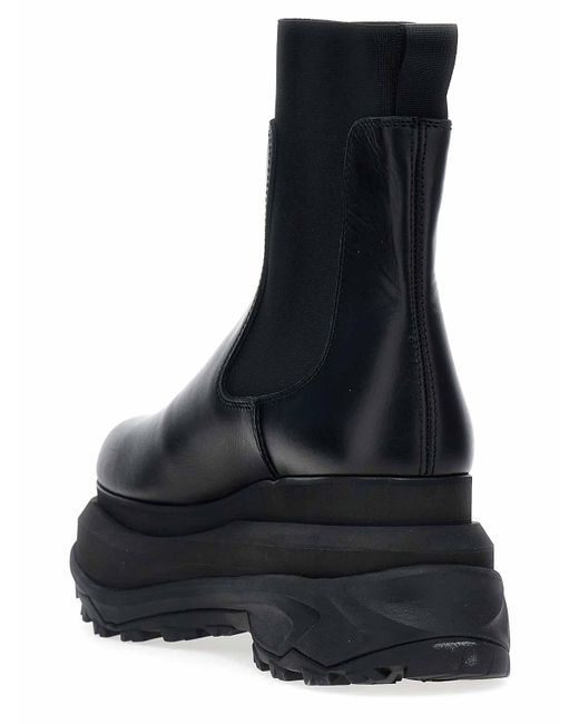 Sacai Black Chelsea Leather Ankle Boots