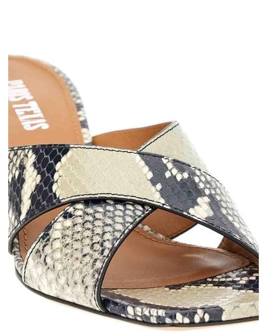 Paris Texas Metallic Mules Python Pattern