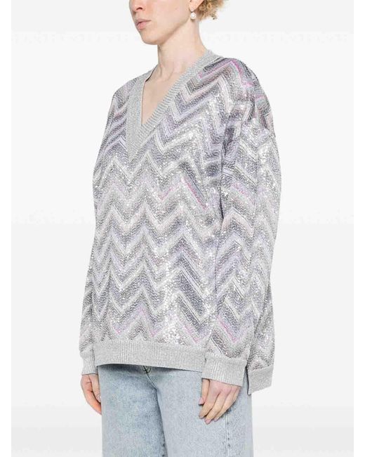 Missoni Gray Caperdoni V-neck Sweater