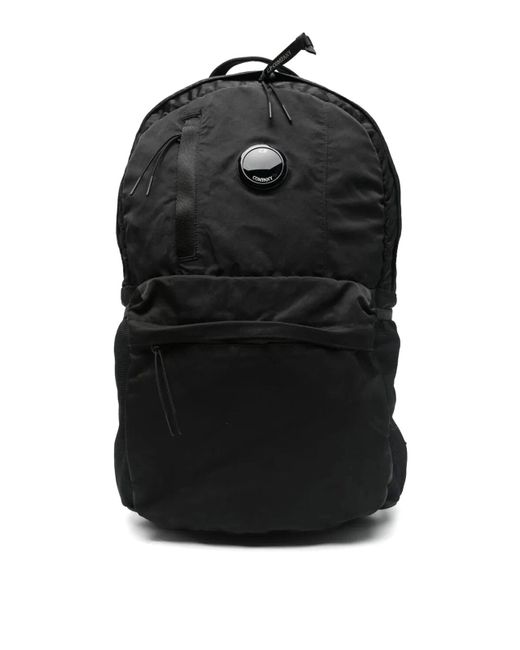 C P Company Black Lens-Detail Backpack for men