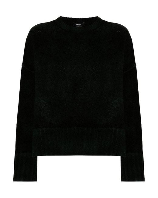 Avant Toi Black Wool Adn Cashmere Blend Crewneck Sweater