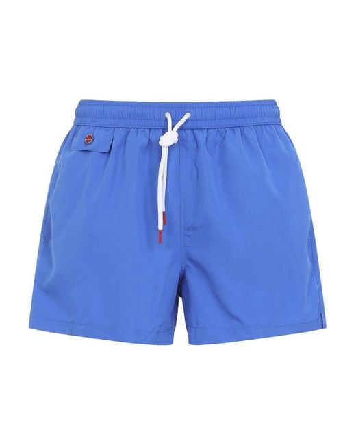 Kiton Blue Polyester Swim Shorts for men