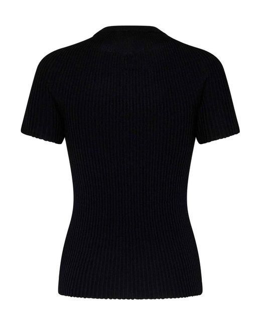 Balmain Black Extrafine Merino Wool Crewneck Top