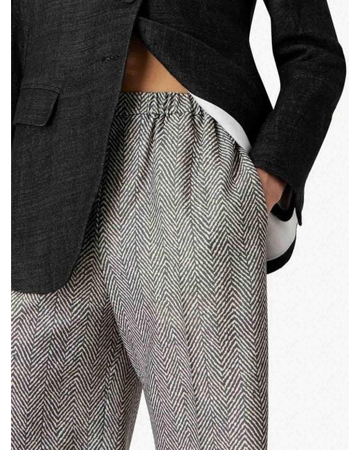 Emporio Armani Gray Elasticated-Waistband Herringbone Shorts