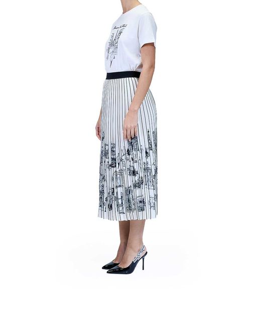 Karl Lagerfeld Gray Paris Sketch Pleated Skirt