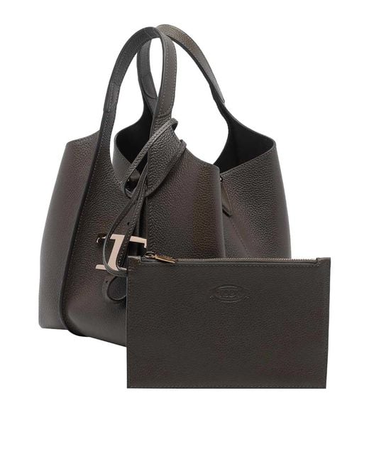 Tod's Black Argilla T-Timeless Shopping Bag