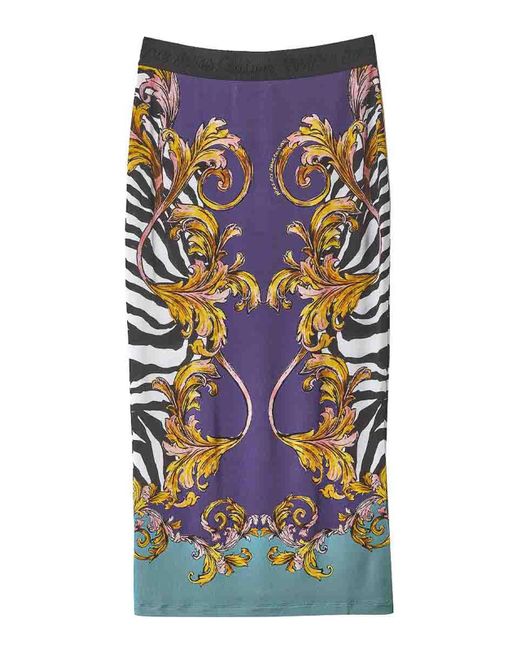 Versace Jeans Blue Baroque Zebra Skirt
