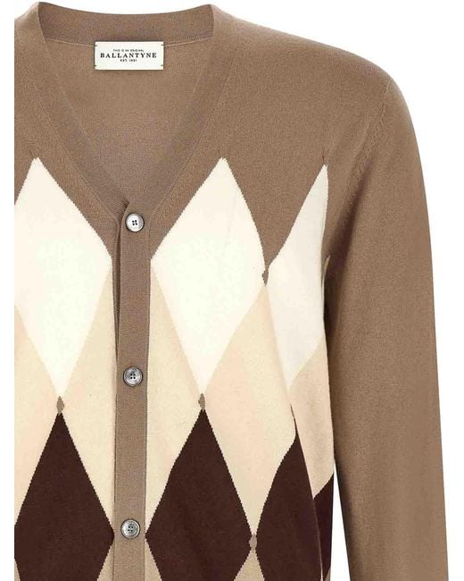 Ballantyne Brown Cardigan Argyle for men