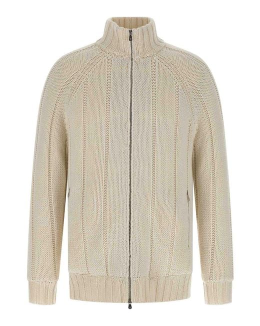 Brunello Cucinelli White Knitted Down Jacket for men