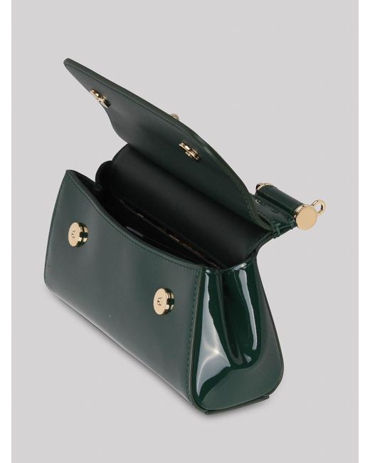 Dolce & Gabbana Green Small Sicily Bag In Patent Leather