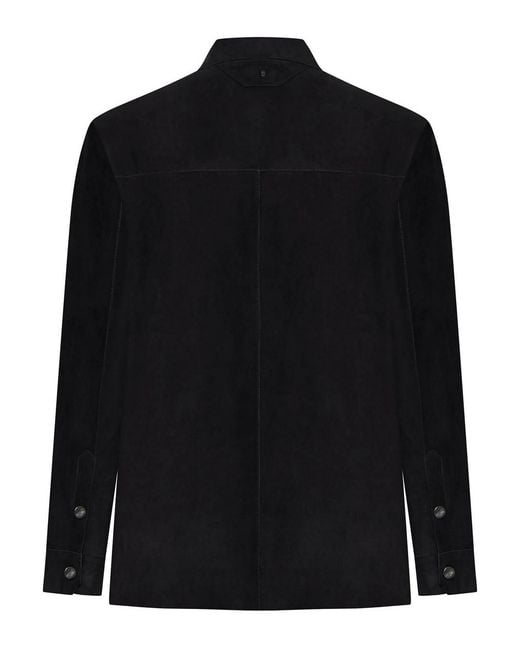 Salvatore Santoro Black Suede Overshirt for men