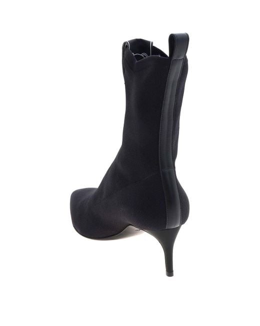 Moschino Black Logo Label Pointed Ankle Boots