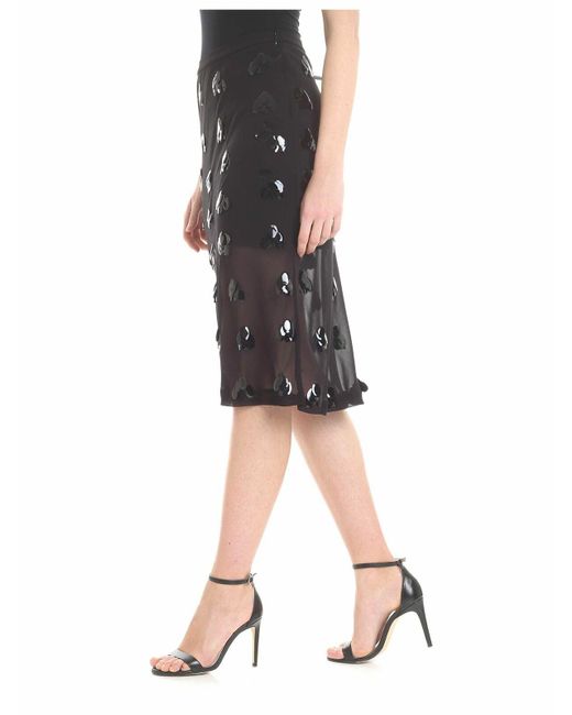 McQ Alexander McQueen Black Semitransparent Decorated Skirtin