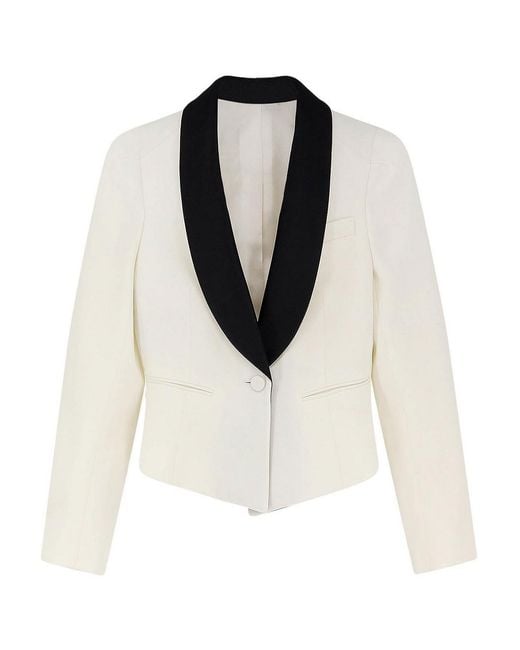 McQueen White Wool Blazer With Satin Lapels