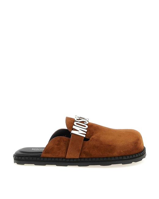 Moschino Brown Suede Sabots