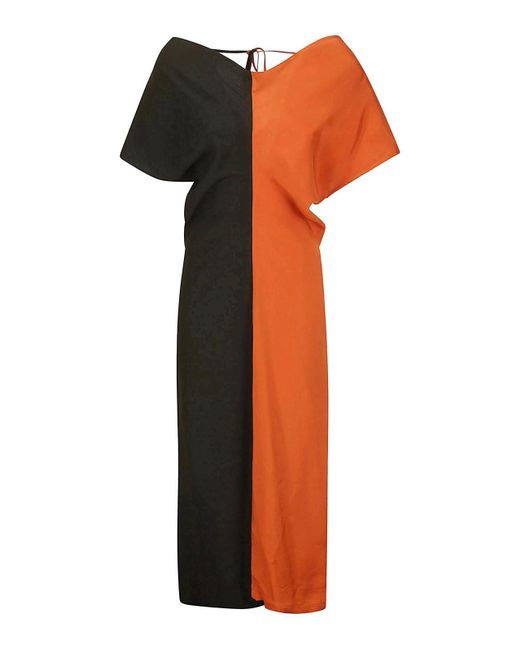 Colville Orange Draped Neck Dress