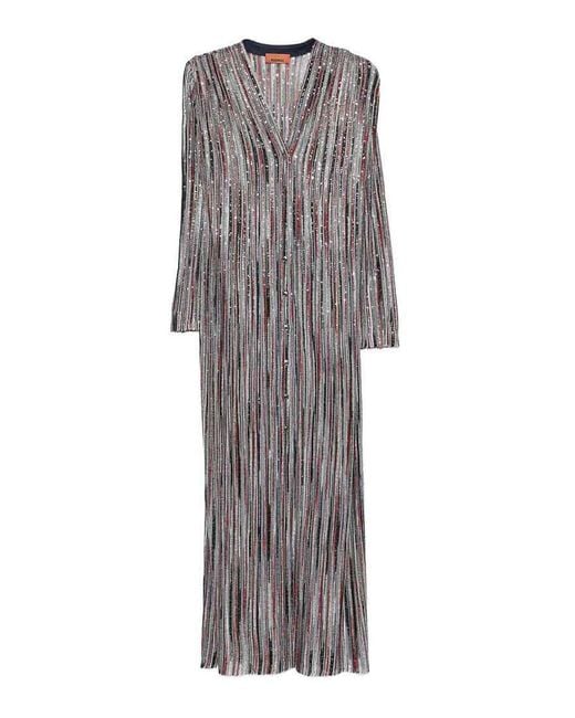 Missoni Gray Striped Long Cardigan