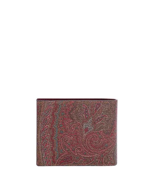 Etro Purple Coated Canvas Wallet With Paisley Motif for men