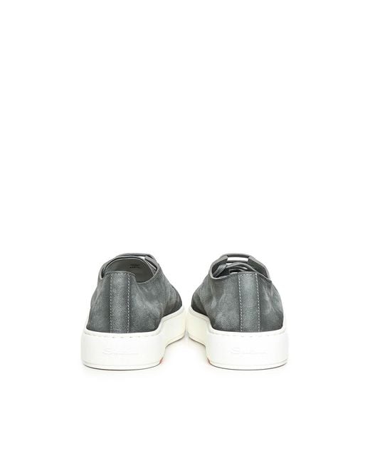 Santoni Gray Suede Sneaker for men