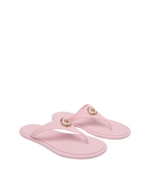 Versace Pink Alia Rubber Flat Sandals