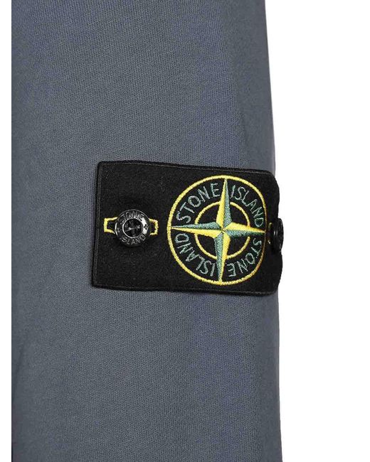 Stone Island Gray Organic Cotton Sweatshirt With Short Zip for men