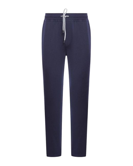 Brunello Cucinelli Blue Jersey Jogging Pants for men