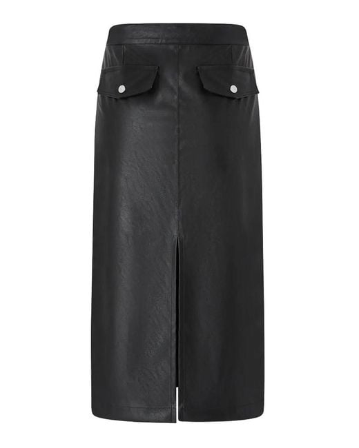 Pinko Black Gerbera Skirt Coated Limousine Effect