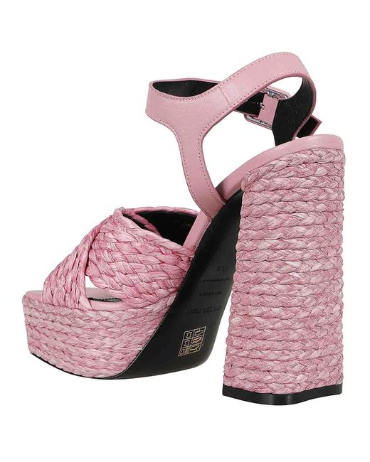 Sergio Rossi Pink Raffia Sandals