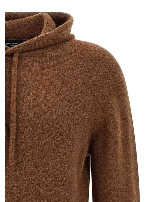 Roberto Collina Brown Hooded Sweater for men