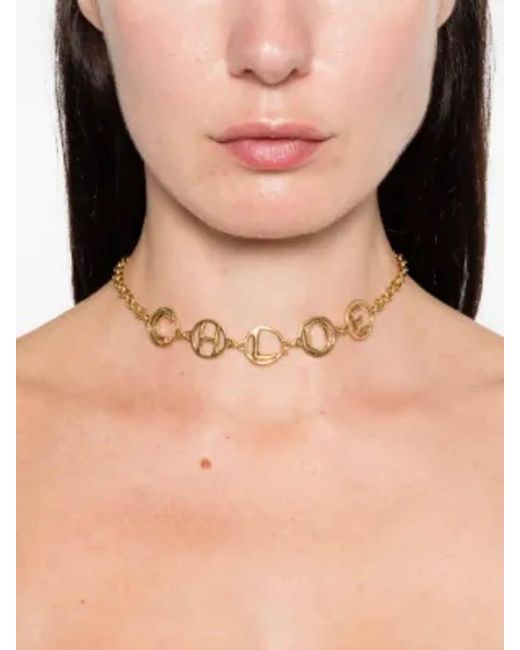 Chloé Metallic E Script Choker