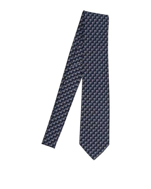 Ferragamo Blue Owl Print Silk Tie for men
