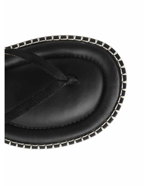 Dries Van Noten Black Leather Flip-Flops for men
