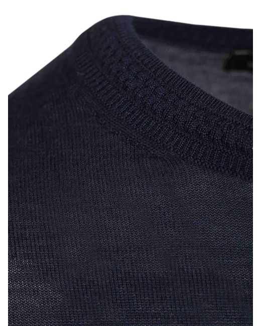 Etro Blue Wool And Silk Sweater for men