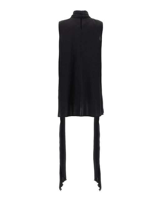 DI.LA3 PARI' Black Long Sash Silk Top