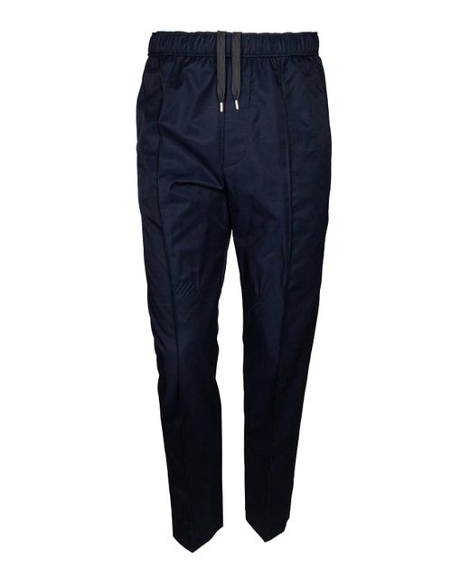 Lanvin Blue Cotton Trousers With Life Elastic for men