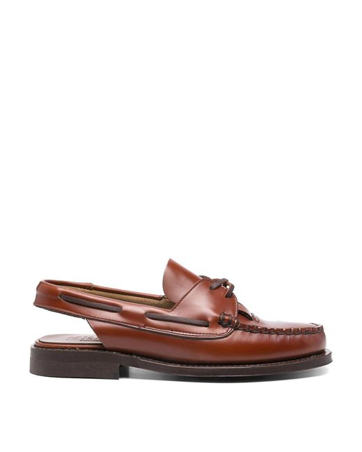 Hereu Brown Saler Leather Slingback Loafers
