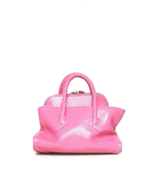 The Attico Pink La Passeggiata Mini Leather Top Handle Bag