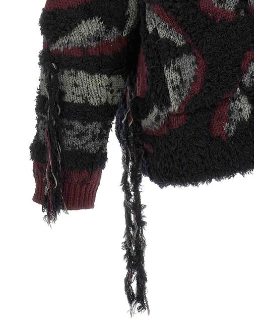Etro Black Fringed Oversized Cardigan