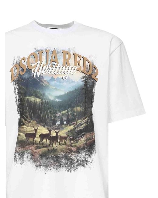 DSquared² White Loose Fit Canada T-Shirt for men