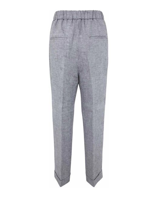 Peserico Gray Elastic Regular Trousers